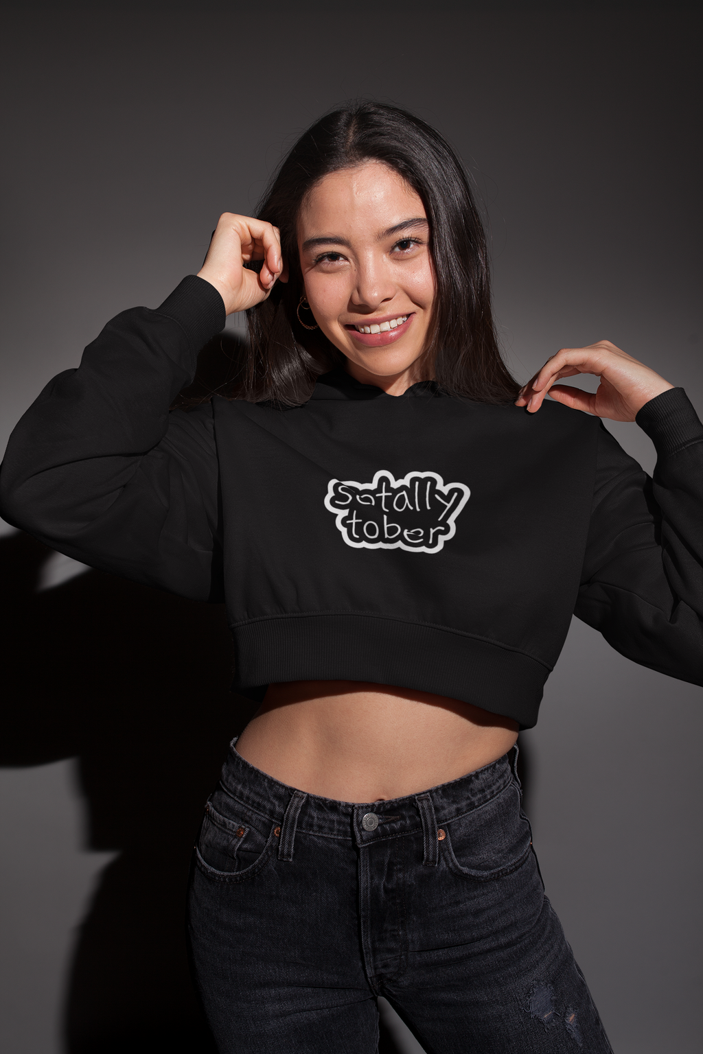 'Sotally Tober' Oversized Crop Hoodie