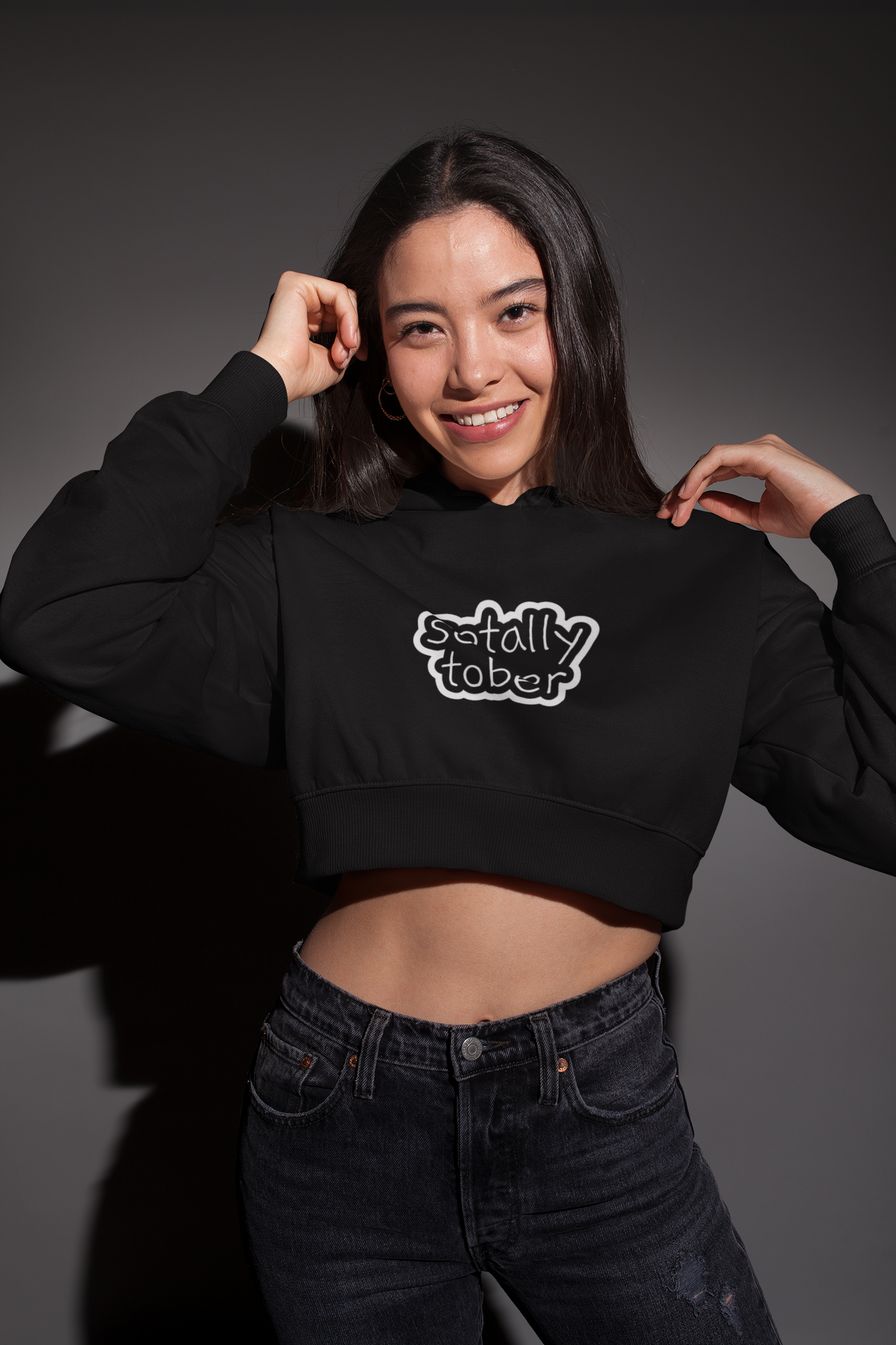 'Sotally Tober' Oversized Crop Hoodie