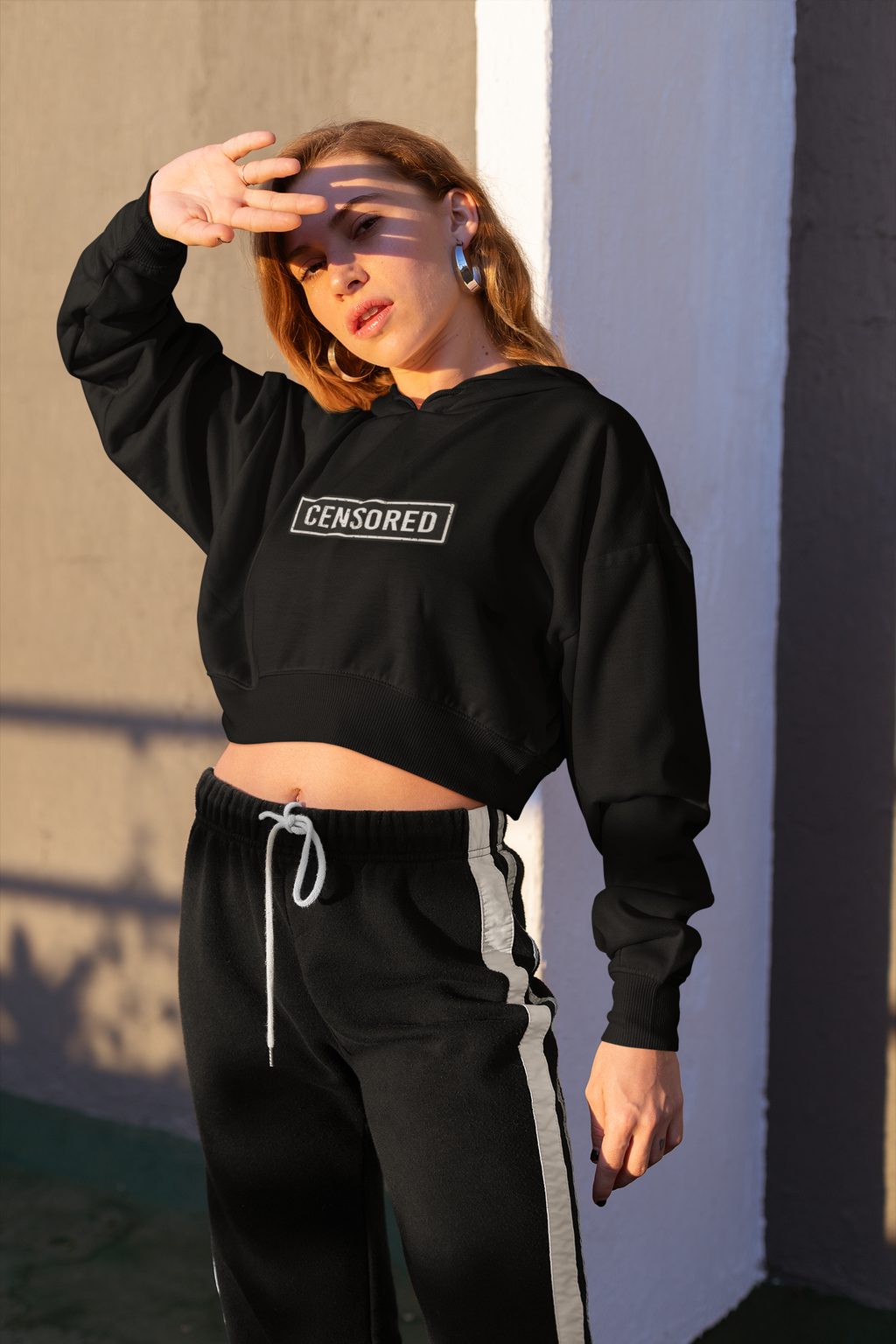 'CENSORED' Oversized Crop Hoodie