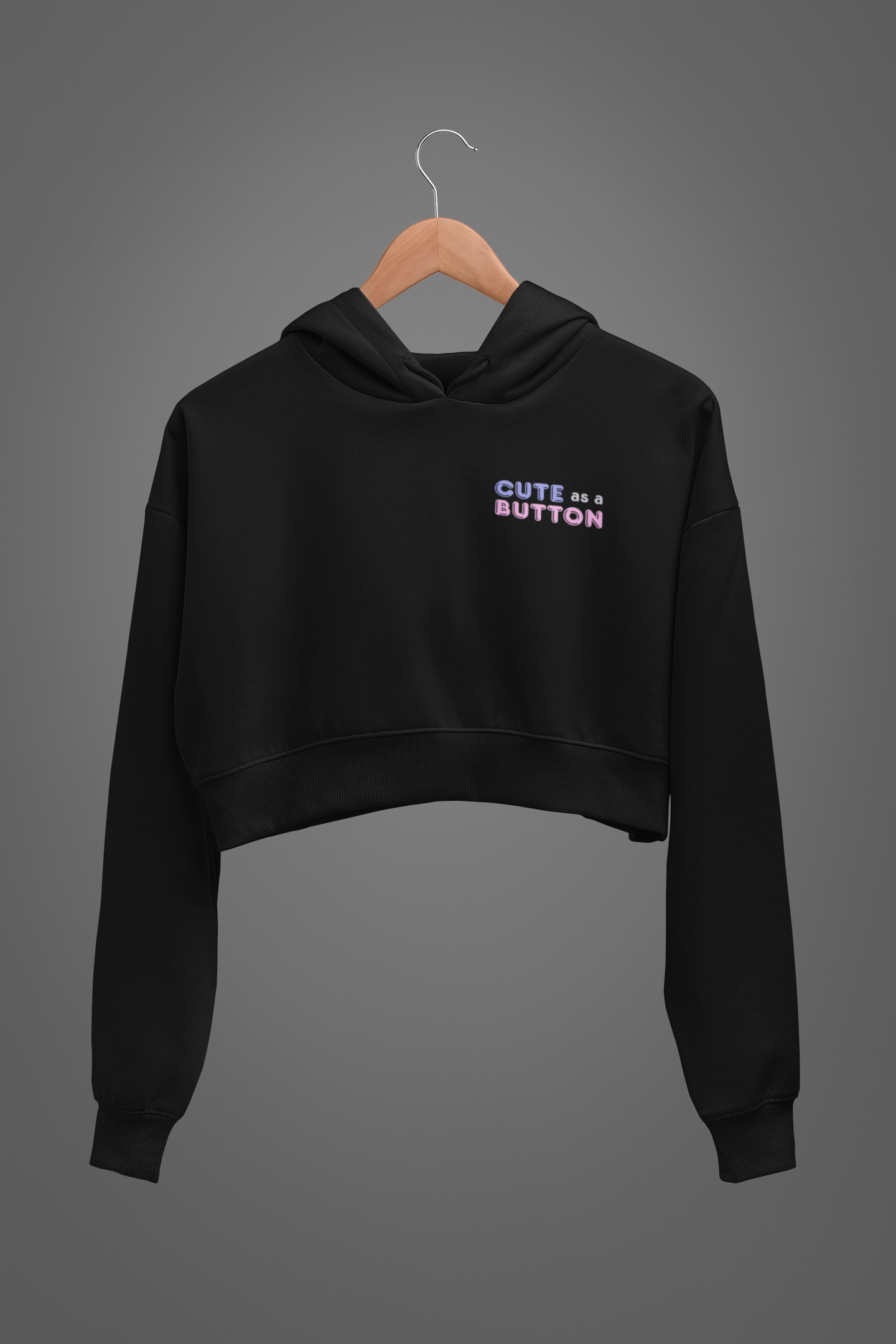 'CUTE AS A BUTTON' Oversized Crop Hoodie