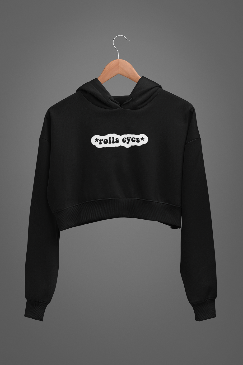 'Rolls Eyes' Oversized Crop Hoodie