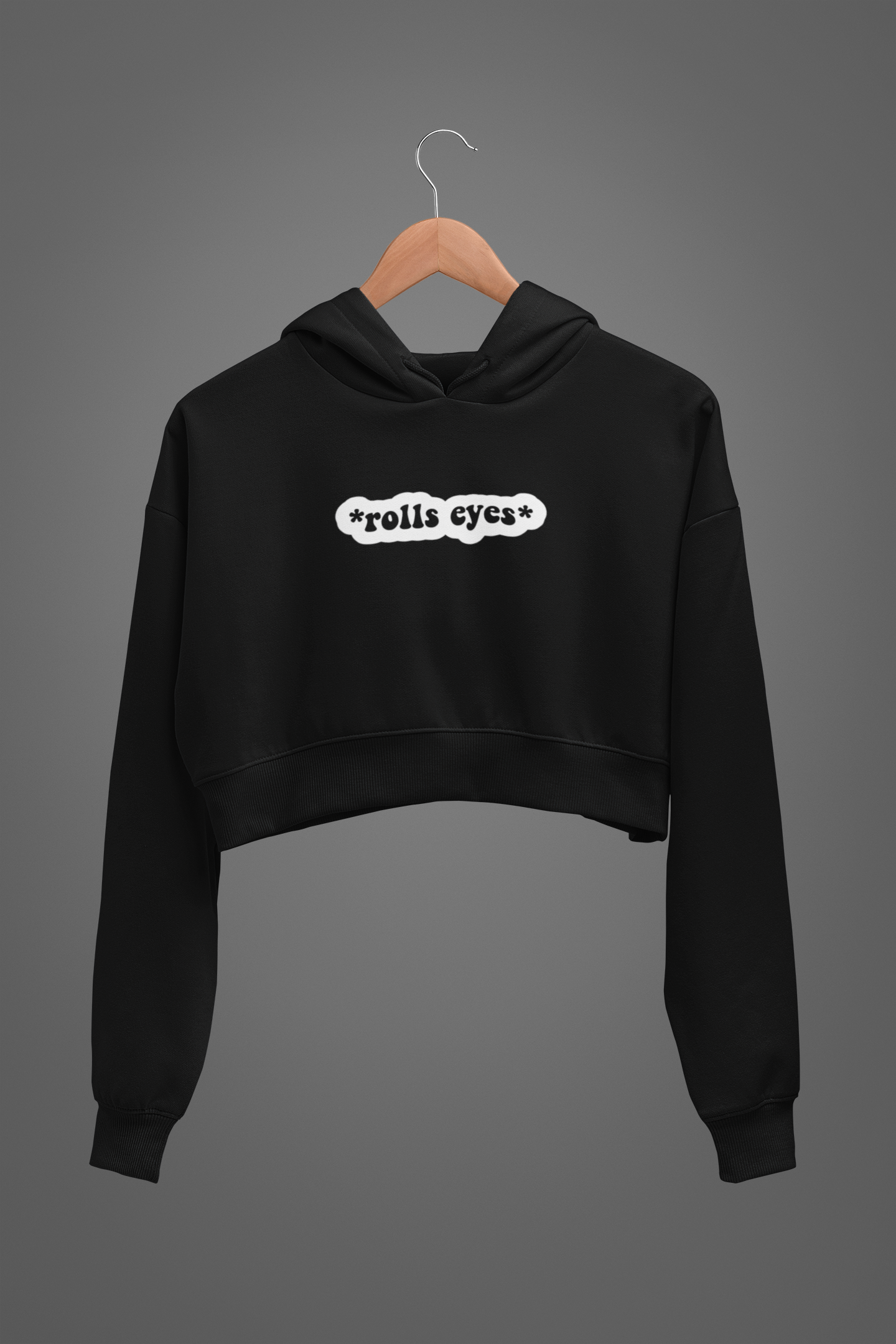 'Rolls Eyes' Oversized Crop Hoodie