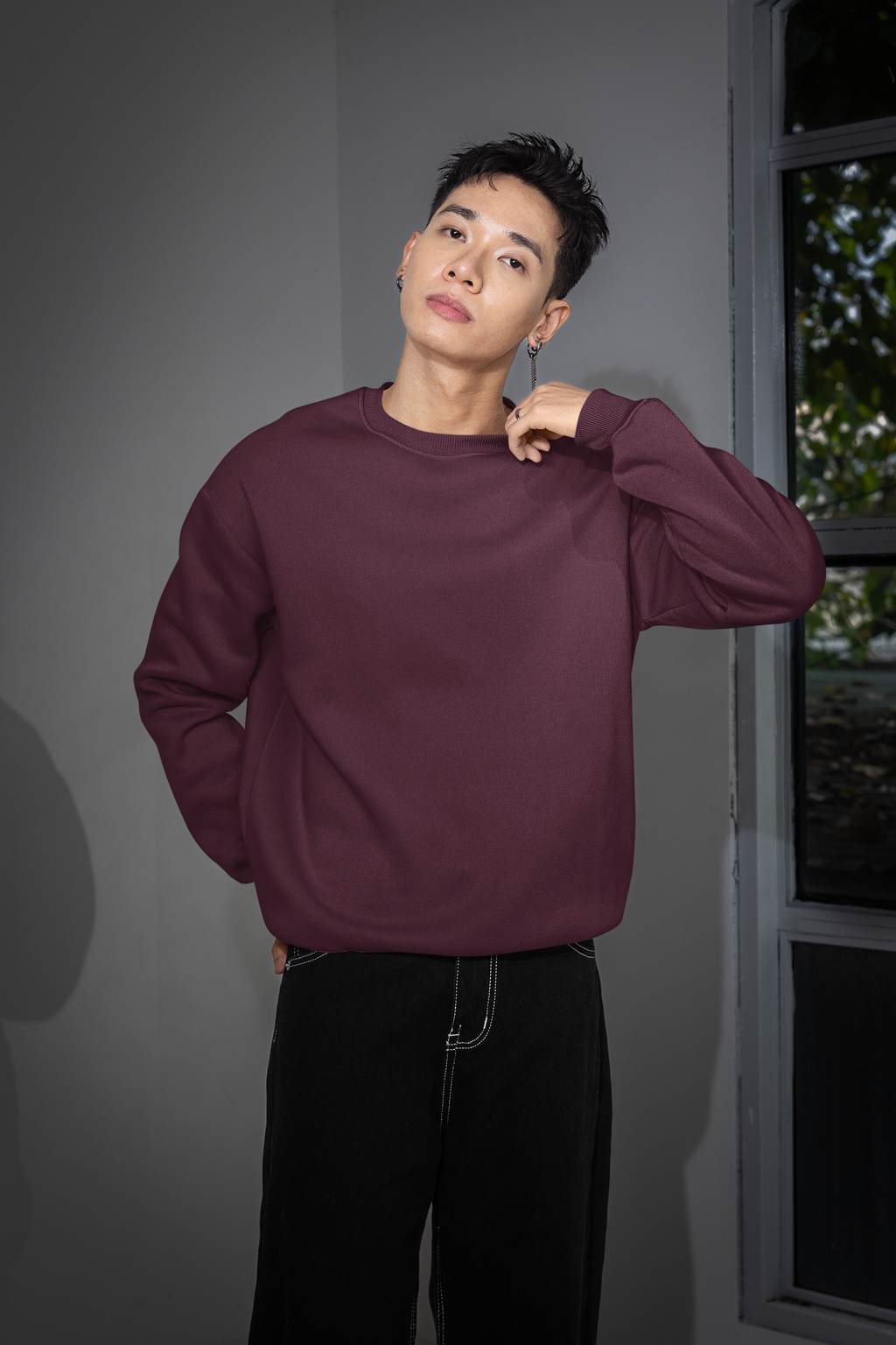 Essential Oversized Sweatshirt - Maroon