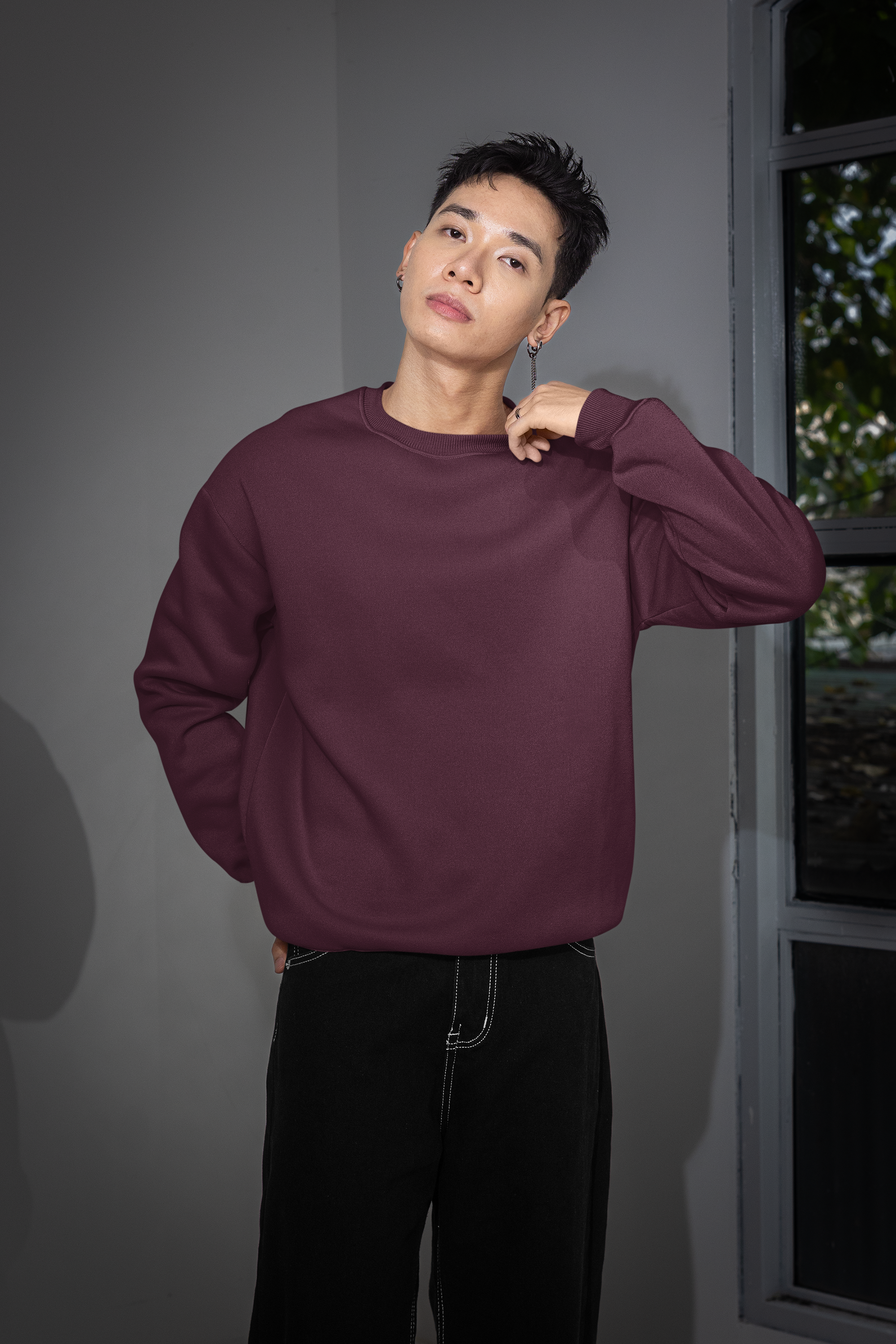 Essential Oversized Sweatshirt - Maroon